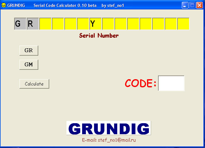 Grundig Serial Number Code Calculator V1.2